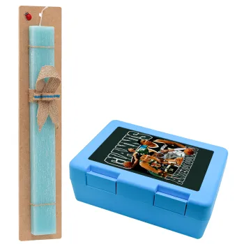 Giannis Antetokounmpo, Πασχαλινή Λαμπάδα με παιδικό δοχείο κολατσιού ΓΑΛΑΖΙΟ & κερί αρωματικό πλακέ (30cm) (ΤΙΡΚΟΥΑΖ)