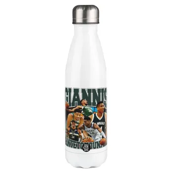 Giannis Antetokounmpo, Metal mug thermos White (Stainless steel), double wall, 500ml