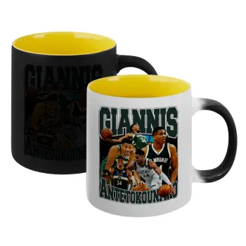 Giannis Antetokounmpo, Κούπα Μαγική εσωτερικό κίτρινη, κεραμική 330ml που αλλάζει χρώμα με το ζεστό ρόφημα