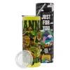 Neon Yellow Travel Tumbler, with metal straw (Stainless steel 304 Food grade, BPA free, 600ml)