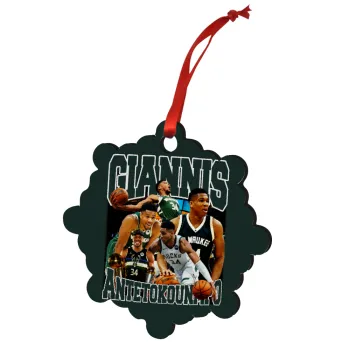 Giannis Antetokounmpo, Christmas ornament snowflake wooden 7.5cm
