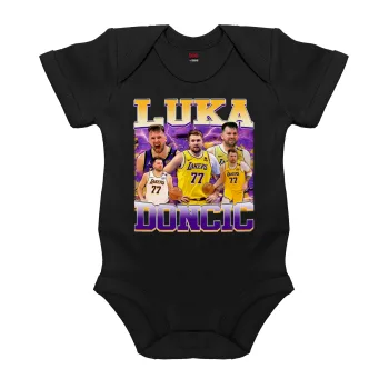 Luka Doncic Basketball , Βρεφικό φορμάκι μωρού, 0-18 μηνών, ΜΑΥΡΟ, 100% Organic Cotton, κοντομάνικο