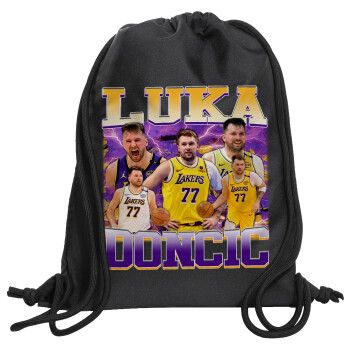 Luka Doncic Basketball , Τσάντα πλάτης πουγκί GYMBAG Μαύρη, με τσέπη (40x48cm) & χονδρά κορδόνια