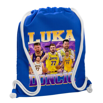Luka Doncic Basketball , Τσάντα πλάτης πουγκί GYMBAG Μπλε, με τσέπη (40x48cm) & χονδρά κορδόνια