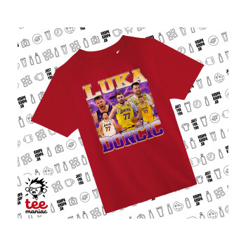 Luka Doncic Basketball , Άνετο παιδικό T-Shirt ΚΟΚΚΙΝΟ από 100% βαμβάκι, για κάθε μέρα. Vegan & OEKO-TEX πιστοποιημένο.