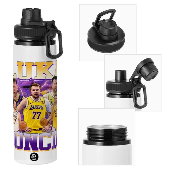 Luka Doncic Basketball — Μεταλλικό παγούρι νερού με καπάκι ασφαλείας, αλουμινίου 850ml