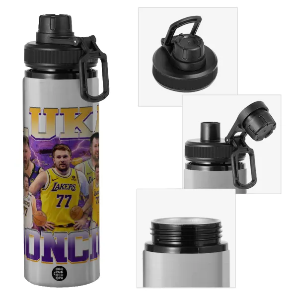 Luka Doncic Basketball — Μεταλλικό παγούρι νερού με καπάκι ασφαλείας, αλουμινίου 850ml