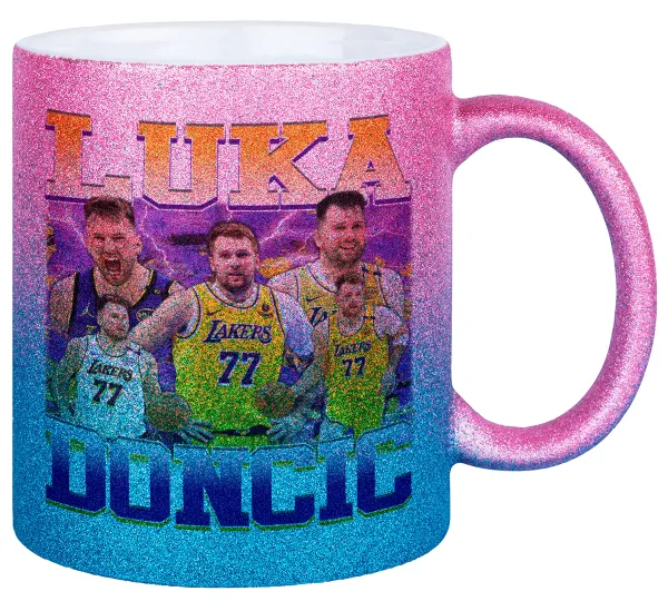 Luka Doncic Basketball — Κούπα Χρυσή/Μπλε Glitter, κεραμική, 330ml
