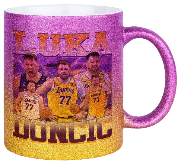 Luka Doncic Basketball — Κούπα Χρυσή/Ροζ Glitter, κεραμική, 330ml
