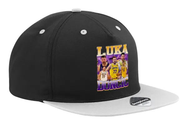 Luka Doncic Basketball — Καπέλο Ενηλίκων Flat Snapback Μαύρο/Γκρι, (100% ΒΑΜΒΑΚΕΡΟ TWILL, ΕΝΗΛΙΚΩΝ, UNISEX, ONE SIZE)