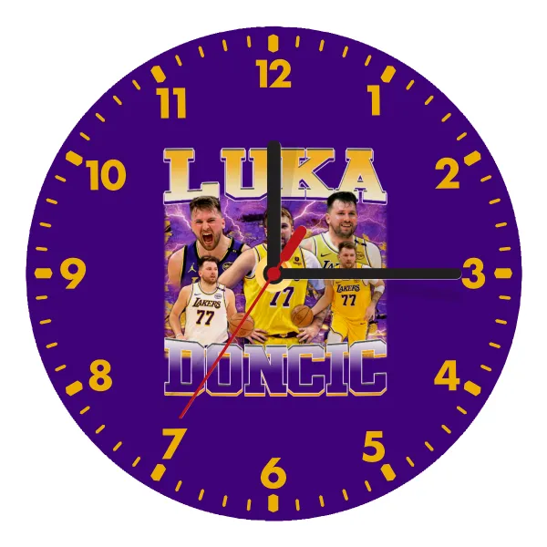 Luka Doncic Basketball — Ρολόι τοίχου ξύλινο (20cm)