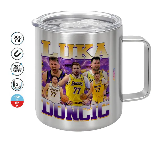 Luka Doncic Basketball — Κούπα Ανοξείδωτη διπλού τοιχώματος 300ml με καπάκι διατήρησης θερμοκρασίας