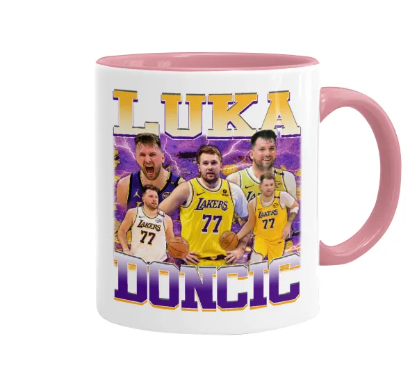 Luka Doncic Basketball — Κούπα χρωματιστή ροζ, κεραμική, 330ml