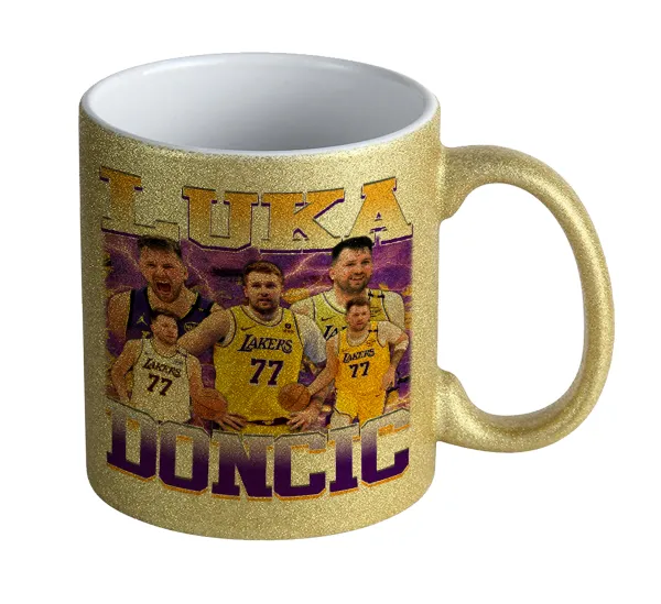 Luka Doncic Basketball — Κούπα Χρυσή Glitter που γυαλίζει, κεραμική, 330ml