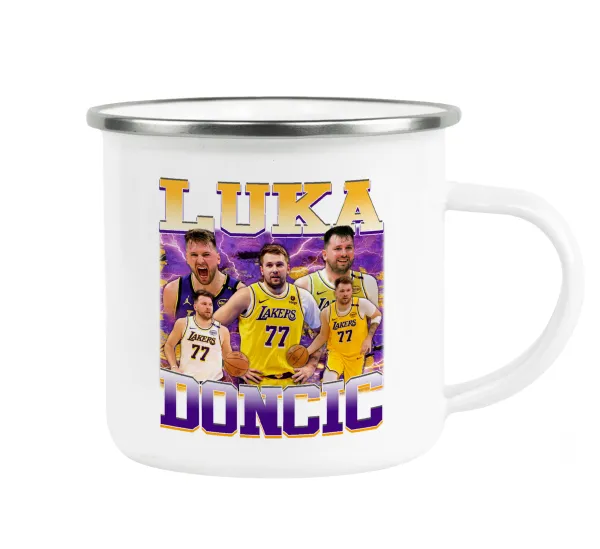 Luka Doncic Basketball — Metallic enamel cup white 360ml
