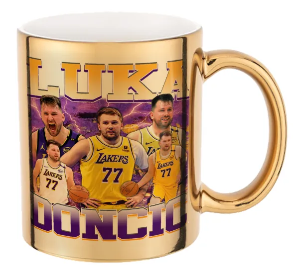 Luka Doncic Basketball — Κούπα κεραμική, χρυσή καθρέπτης, 330ml