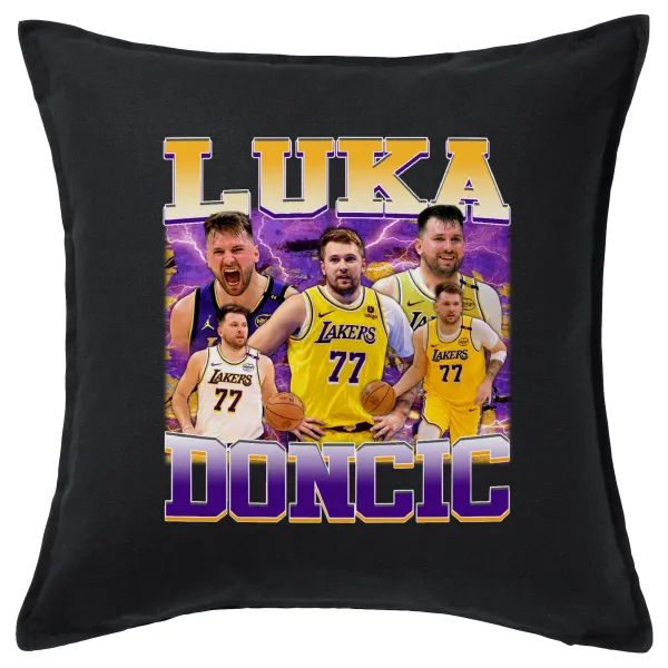 Luka Doncic Basketball — Μαξιλάρι καναπέ Μαύρο 100% βαμβάκι, περιέχεται το γέμισμα (50x50cm)