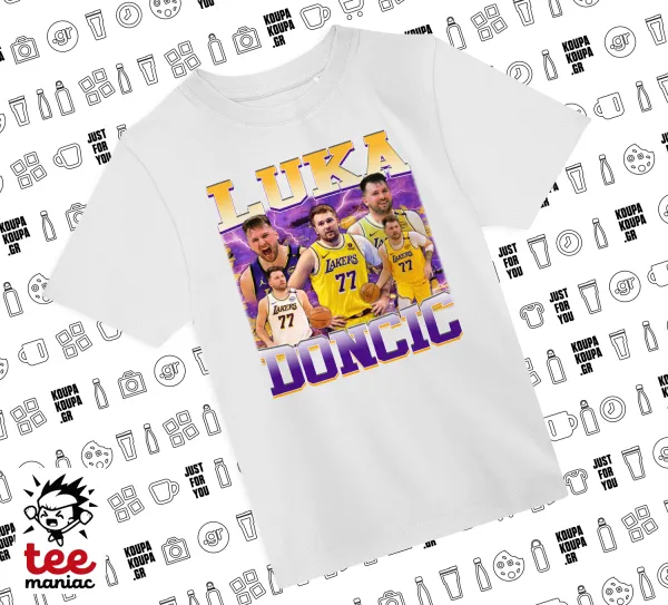 Luka Doncic Basketball — ΛΕΥΚΟ Άνετο παιδικό T-Shirt από 100% βαμβάκι, για κάθε μέρα. Vegan & OEKO-TEX πιστοποιημένο.