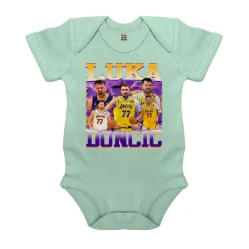 Luka Doncic Basketball , Βρεφικό φορμάκι μωρού, 0-18 μηνών, mint (Μέντα), 100% Organic Cotton, κοντομάνικο