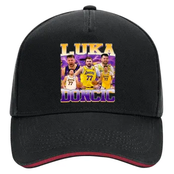 Luka Doncic Basketball , DRILL Adult Ultimate Hat BLACK/RED, (100% COTTON, ADULT, UNISEX, ONE SIZE)