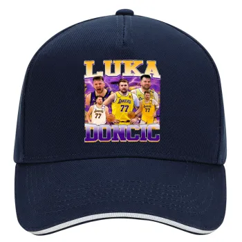 Luka Doncic Basketball , DRILL Adult Ultimate Hat BLUE/WHITE, (100% COTTON, ADULT, UNISEX, ONE SIZE)