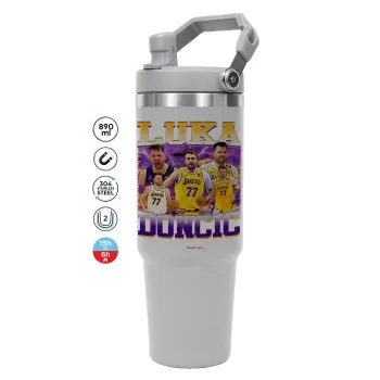 Luka Doncic Basketball , GREY color, 890ml (30oz) stainless Steel Tumbler with Handle