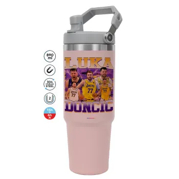 Luka Doncic Basketball , Pink color, 890ml (30oz) stainless Steel Tumbler with Handle