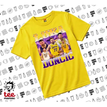 Luka Doncic Basketball , yellow childrens T-Shirt made of 100% cotton, for every day. Vegan & OEKO-TEX certified.