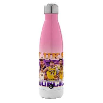 Luka Doncic Basketball , Metal mug thermos Pink/White (Stainless steel), double wall, 500ml