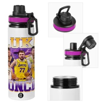 Luka Doncic Basketball , Μεταλλικό παγούρι νερού με καπάκι ασφαλείας, αλουμινίου 850ml