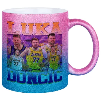 Luka Doncic Basketball , Κούπα Χρυσή/Μπλε Glitter, κεραμική, 330ml