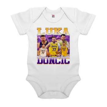 Luka Doncic Basketball , Βρεφικό φορμάκι μωρού, 0-24 μηνών, ΛΕΥΚΟ, 100% Organic Cotton, κοντομάνικο