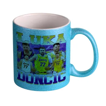 Luka Doncic Basketball , Κούπα Σιέλ Glitter που γυαλίζει, κεραμική, 330ml