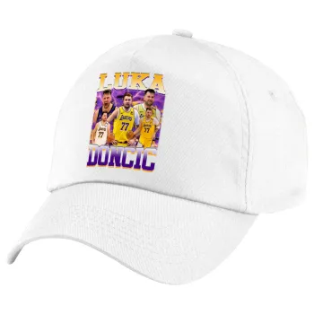 Luka Doncic Basketball , Children's Baseball Cap, 100% Cotton Twill, White (COTTON, CHILDREN'S, UNISEX, ONE SIZE)