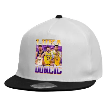 Luka Doncic Basketball , Καπέλο παιδικό Flat Snapback, Λευκό (100% ΒΑΜΒΑΚΕΡΟ, ΠΑΙΔΙΚΟ, UNISEX, ONE SIZE)