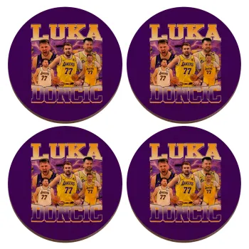 Luka Doncic Basketball , ΣΕΤ x4 Σουβέρ ξύλινα στρογγυλά plywood (9cm)