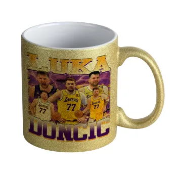 Luka Doncic Basketball , Κούπα Χρυσή Glitter που γυαλίζει, κεραμική, 330ml