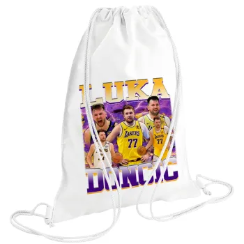 Luka Doncic Basketball , Τσάντα πλάτης πουγκί GYMBAG λευκή (28x40cm)