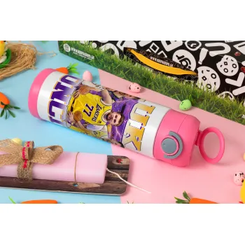 Luka Doncic Basketball , Easter candle, Childrens hot water bottle, stainless steel, with safety straw, PINK (500ml)