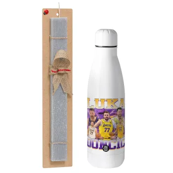 Luka Doncic Basketball , Πασχαλινή Λαμπάδα με μεταλλικό παγούρι θερμός ανοξείδωτο (500ml) & κερί αρωματικό πλακέ (30cm) (ΓΚΡΙ)