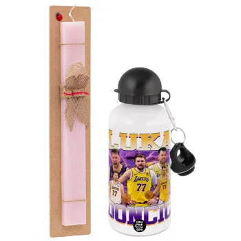 Luka Doncic Basketball , Easter Set, metallic aluminum bottle (500ml) & aromatic flat Easter candle (30cm) (PINK)