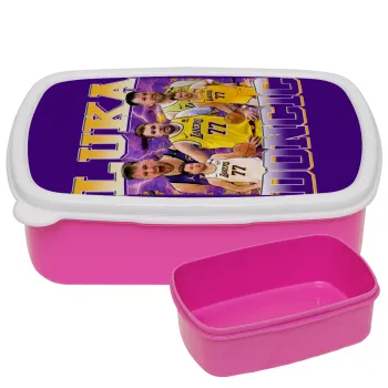 Luka Doncic Basketball , ΡΟΖ παιδικό δοχείο φαγητού (lunchbox) πλαστικό (BPA-FREE) Lunch Βox M18 x Π13 x Υ6cm