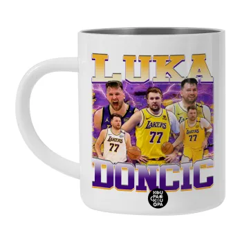 Luka Doncic Basketball , Λευκή Ανοξείδωτη Μεταλλική Κούπα 450ml - Διπλού Τοιχώματος 