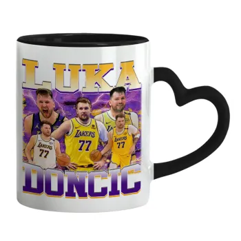 Luka Doncic Basketball , Κούπα καρδιά χερούλι μαύρη, κεραμική, 330ml