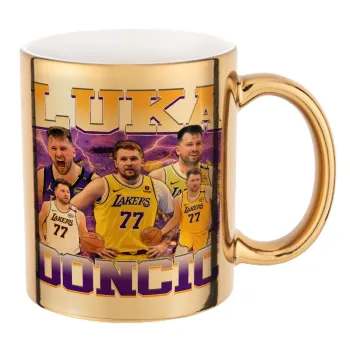 Luka Doncic Basketball , Κούπα κεραμική, χρυσή καθρέπτης, 330ml