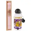 Easter Set, metallic aluminum bottle (500ml) & aromatic flat Easter candle (30cm) (PINK)