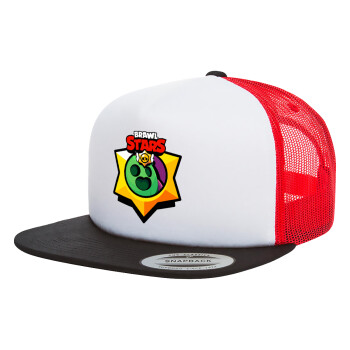 Brawl Stars Spike, Καπέλο Ενηλίκων Foam Flat Snapback με Δίχτυ Μαύρο-Λευκό-Κόκκινο (POLYESTER, ΕΝΗΛΙΚΩΝ, UNISEX, ONE SIZE)