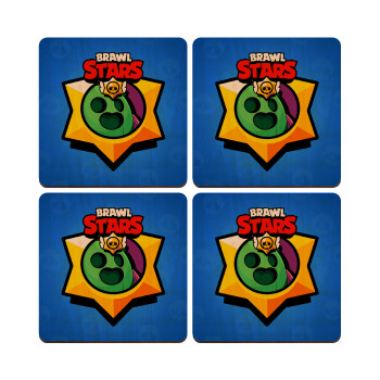 Brawl Stars Spike, ΣΕΤ x4 Σουβέρ ξύλινα τετράγωνα plywood (9cm)