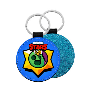 Brawl Stars Spike, Μπρελόκ Δερματίνη, στρογγυλό ΜΠΛΕ (5cm)