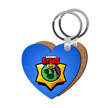 Brawl Stars Spike, Μπρελόκ Ξύλινο καρδιά MDF